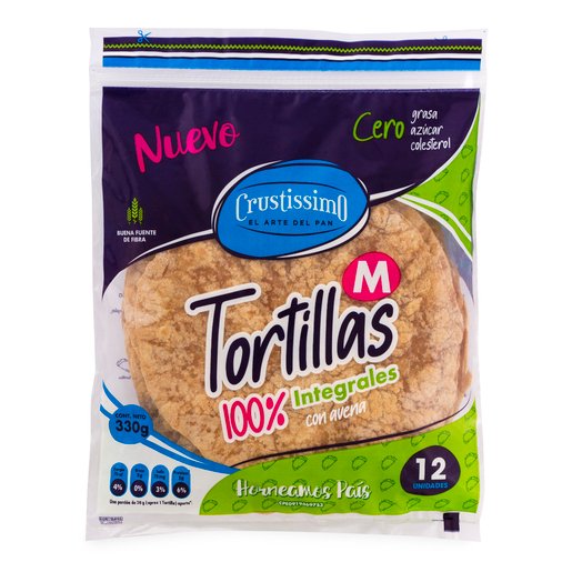 TORTILLAS INTEGRALES CRUSTISSIMO 12UND